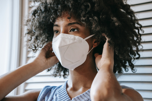A woman wearing respirator mask